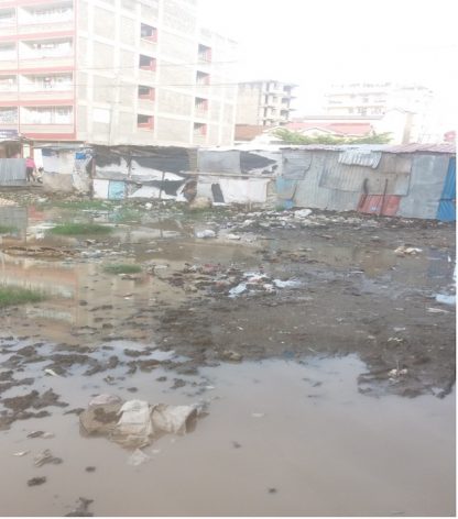Stagnant water in one of Nairobi’s residential areas. Credit: Wilson Odhiambo/IPS