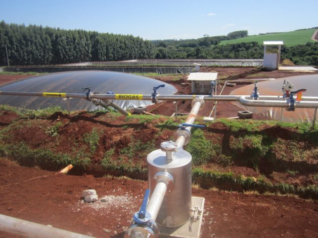 The Toledo Bioenergy Center, in southern Brazil, is under construction, but its biodigesters are already operating with manure and the carcasses of disease-free dead animals from 16 pig farms. The goal is to generate one megawatt of power and for pig farmers to participate in the production of biogas without having to invest in their own plants, so their waste is biodigested and turned into fertilizer, instead of polluting rivers and the soil. CREDIT: Mario Osava/IPS