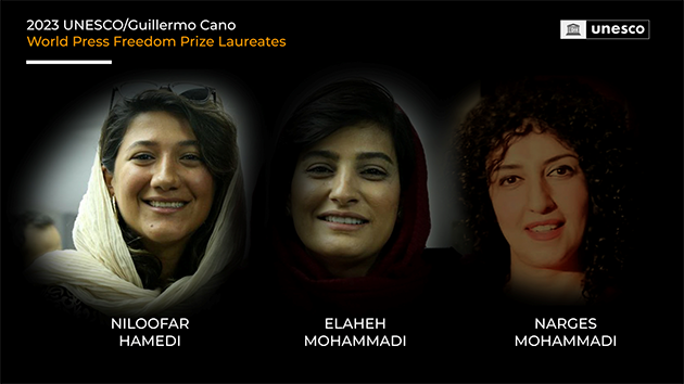 Three Imprisoned Iranian Women Journalists Awarded 2023 UNESCO/Guillermo Cano World Press Freedom Prize