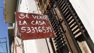 A "for sale" sign seen outside a house in Centro Habana. As [...] <a class=