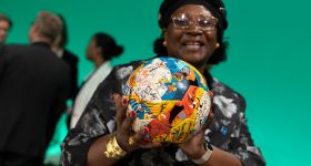 Celebrating the end COP28 which ended with an agreement to transition away from fossil fuels. Credit: UNFCCC