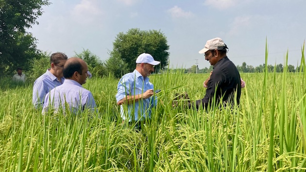 Sultan Ahmed Bhatti discussing his farming techniques with visitors. Photo credit: Sukheki farms of Sultan Ahmed Bhatti