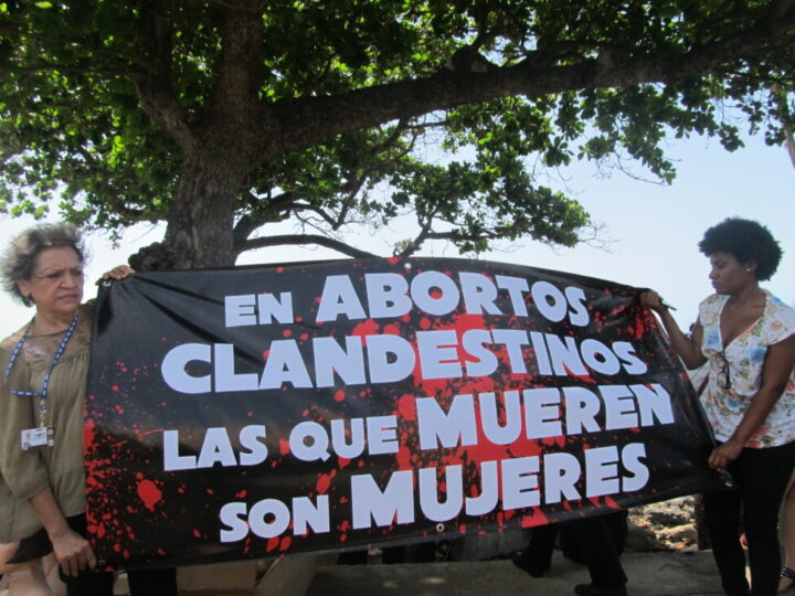 The decriminalization of abortion is one of the demands of Latin American women. In the picture, a sign warns about the danger of clandestine abortions, at a demonstration during a meeting of the Organization of American States in the Dominican Republic, which criminalizes abortion in all circumstances, despite having the highest teenage pregnancy rate in the region. CREDIT: Mariela Jara / IPS