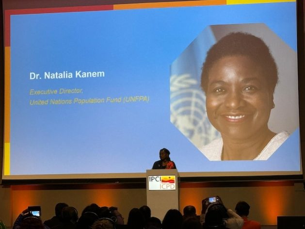 Natalia Kanem, Executive Director of the United Nations Population Fund, gives the keynote address at the 8th International Parliamentarians’ Conference on the Implementation of the ICPD Programme of Action (ICPD). Credit: Naureen Hossain/IPS