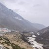 The Imja river in Khumbu region with village in the left, these rivers could experience floods if a GLOF happened. Credit: Tanka Dhakal/IPS
