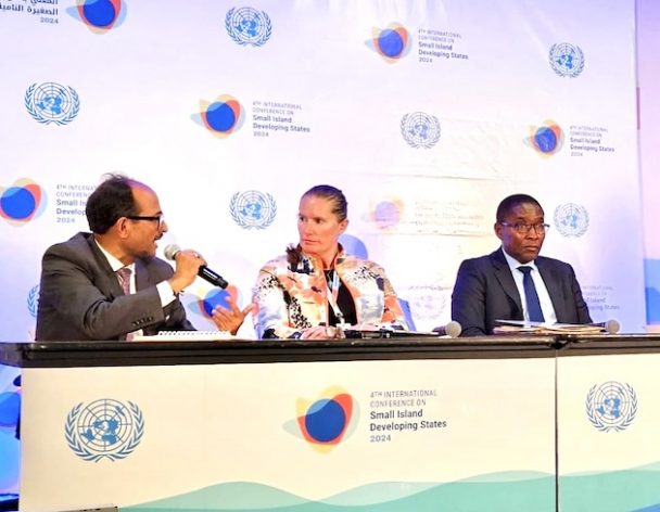 Panelists at SDG Media Zone at SIDS4, Antigua and Barbuda. Credit: Alison Kentish/IPS