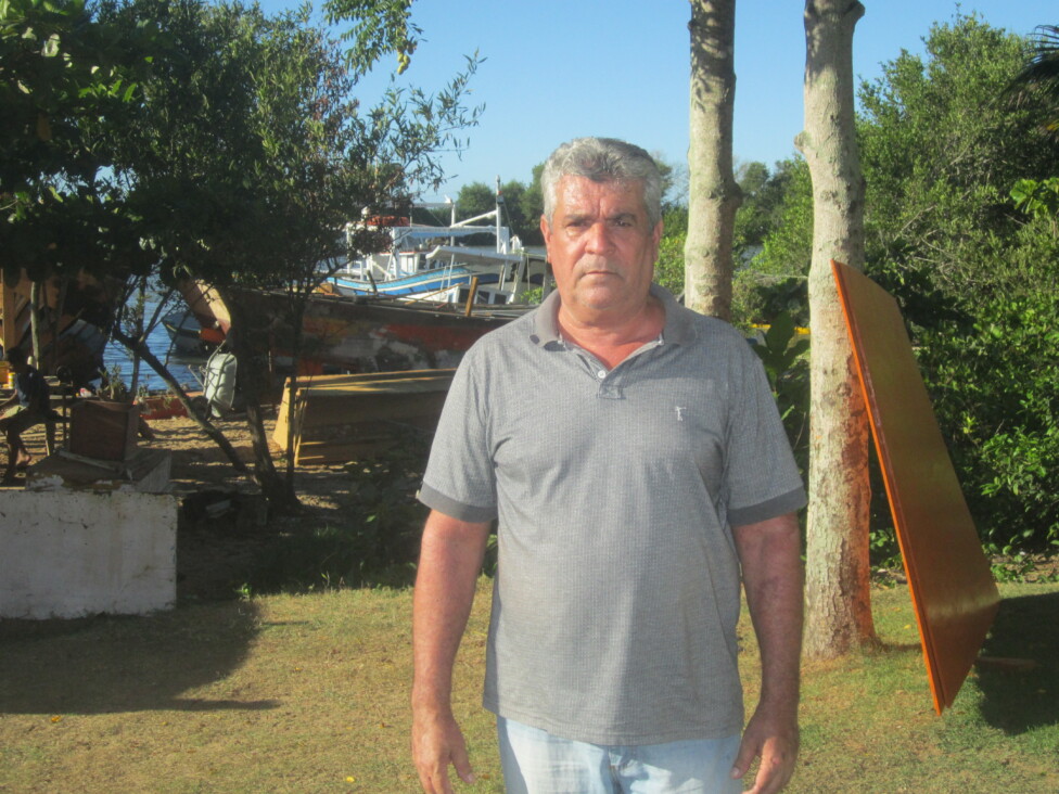 The president of the São João da Barra Fishing Colony, Elialdo Meirelles, is photographed at the repair port for fishing boats on the Paraiba do Sul River, near its mouth. CREDIT: Mario Osava / IPS