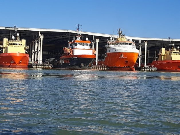 One of the terminals of the port of Açu on its inner side, in a channel dredged to a depth of 14.5 metres to receive vessels of up to 3.7 metres draught and a variety of cargoes. Credit: Mario Osava / IPS