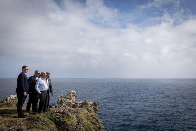 Secretary-General António Guterres (second from right) visits Tonga, where he attended the Pacific Islands Forum. Credit: UN Photo/Kiara Worth