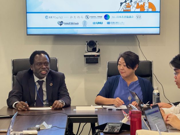 Dr. Tshilidzi Marwala, USG and Rector of the United Nations University, and Ms. Kaoru Nemeto, Director of the United Nations Information Centre during a discussion ‘Building the Future: Synergetic Collaboration on Nuclear and Climate Crises.’ Credit: Naureen Hossain/IPS