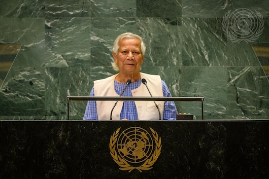Muhammad Yunus, Chief Adviser of the interim government of the People's Republic of Bangladesh, addresses the general debate of the General Assembly’s 79th session. Credit: Loey Felipe/ UN