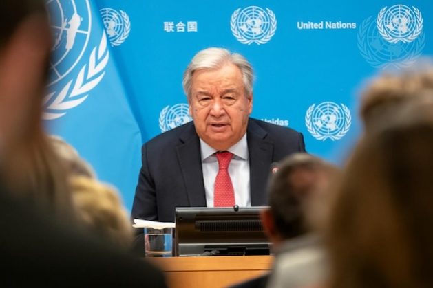 Secretary-General António Guterres briefs reporters ahead of the opening of the 79th high-level session of the UN General Assembly and the Summit of the Future. Credit: Mark Gaten/UN