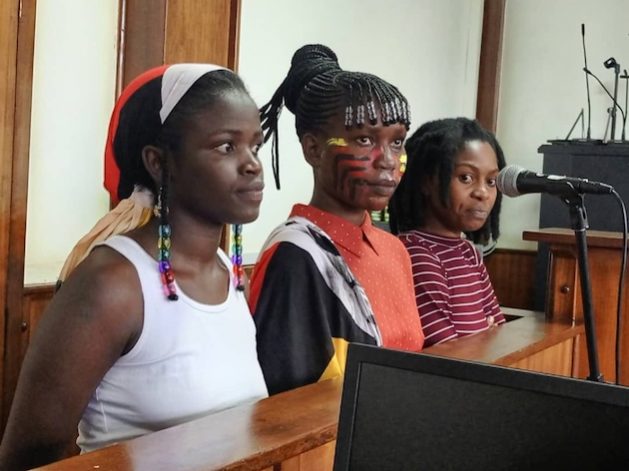 Kemitoma Siperia Mollie, Praise Aloikin, and Kobusingye Norah appear in court early in September. They were charged with common nuisance. Credit: Wambi Michael/IPS