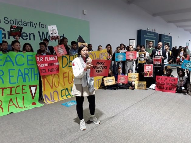Alab Mirasol Ayroso making her speech during the Youth Action in the hallways of COP29, Baku. Credit: Joyce Chimbi/IPS