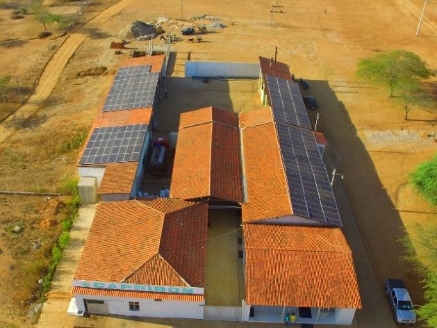 The headquarters of the Capribom agro-industrial cooperative with its roofs covered with photovoltaic panels, in Monteiro, northeastern Brazil. Credit: Courtesy of Capribom
