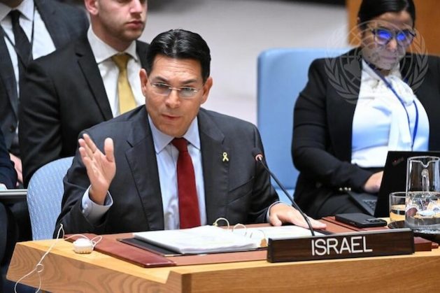 Danny Danon, Permanent Representative of Israel to the United Nations, addresses the Security Council meeting on the situation in the Middle East. Credit: UN Photo/ Evan Schneider.