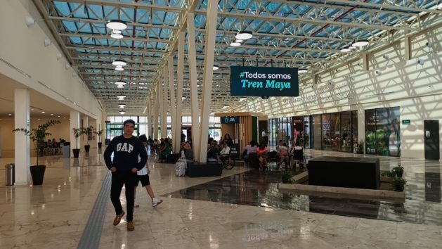 The Maya Train’s Merida-Teya station, in the southeastern Mexican state of Yucatan. Stations fill up when the train arrives, but remain empty most of the time. Credit: Emilio Godoy / IPS