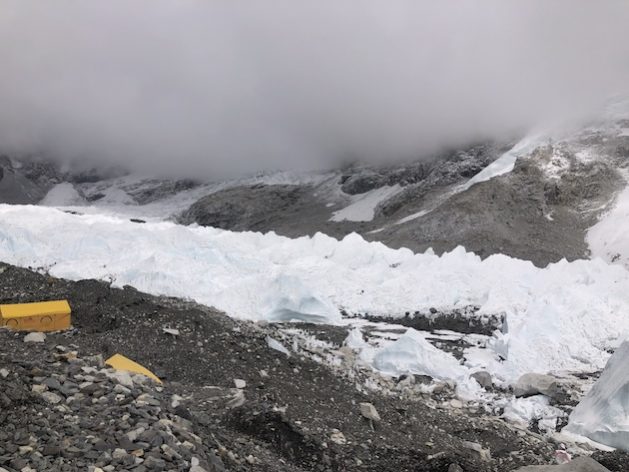 Khumbu Glacier at the Mt. Everest base camp. Because of rising temperatures, glaciers are melting at a faster rate. Credit: Tanka Dhakal/IPS