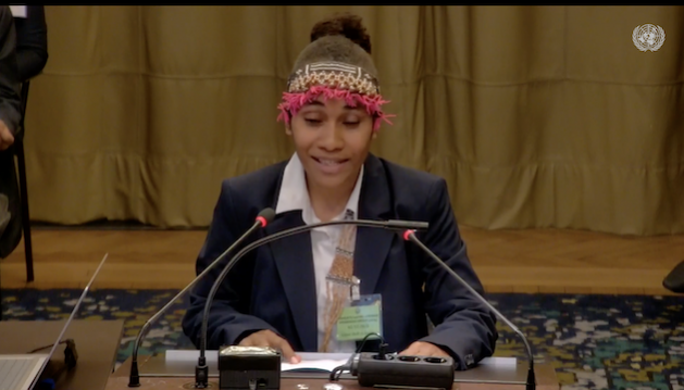 Cynthia Houniuhi, the head of the Pacific Island Students Fighting Climate Change at the International Court of Justice in The Hague. Credit: IPS