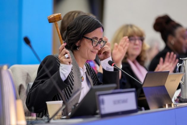 COP16 President Susana Muhamad. Parties to the UN Biodiversity adopted decisions to implementation of the Global Biodiversity Framework. Photo credit: IISD Earth Negotiations Bulletin/Mike Muzurakis.