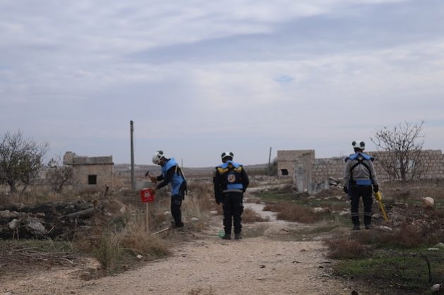 Syrian Civil Defense prepares to remove unexploded munitions of all shapes and types, including landmines. Credit: Sonya Alali/IPS