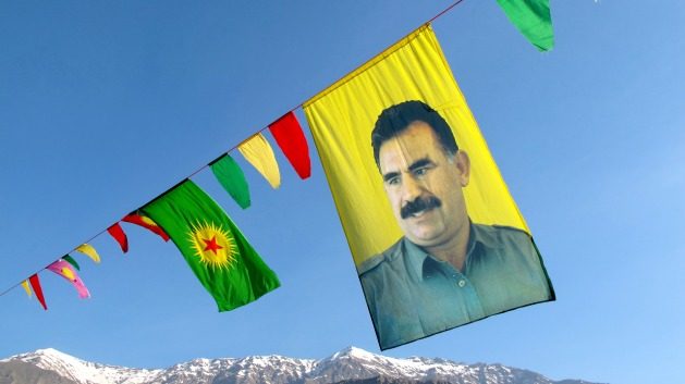 A portrait of Abdullah Öcalan, the imprisoned PKK leader, looms over the Qandil Mountains, the group's stronghold in Iraqi Kurdistan. In 1998, a year before his capture, the guerrillas relocated their bases here from Syria’s Bekaa Valley. Credit: Karlos Zurutuza/IPS