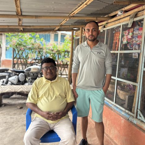 Deportee from the U.S., Aasis Subedi, with his father, Narayan Kumar Subedi. Credit: Diwash Gahatraj/IPS