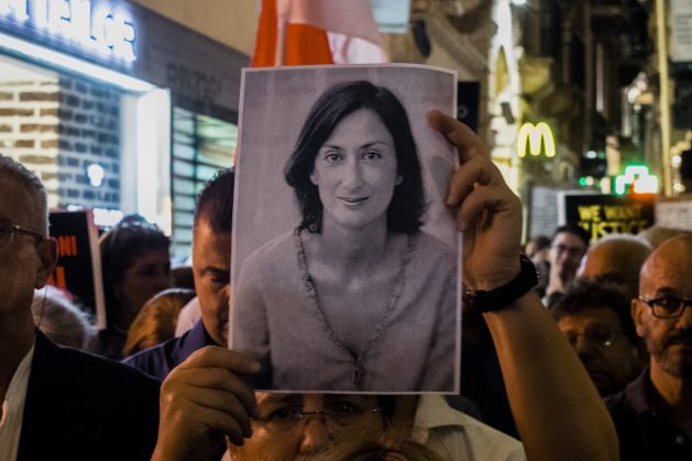 Protestors march down Valletta's Republic Street on the first anniversary of Daphne's assassination. Credit: Miguela Xuereb/Daphne Caruana Galizia Foundation