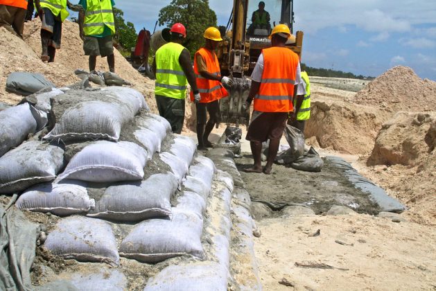 Villagers are running out of adaptation options like the building of seawalls, as seen here in Tarawa, Kiribati. Credit: Lauren Day/World Bank