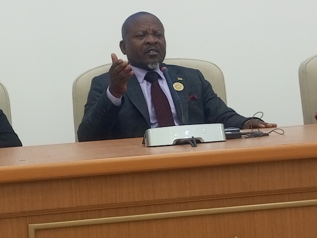 Malawi’s Vice President, Michael Bizwick Usi, addressing reporters during a press briefing at the Third UN Conference on Landlocked Developing Countries. Credit: Kizito Makoye/IPS