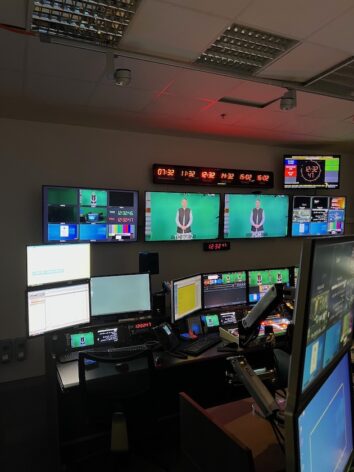 The television and video recording studio of Radio Free Europe/Radio Liberty's Afghan service, Azadi Radio, in Prague, Czech Republic. Azadi Radio broadcasts to Afghanistan in Pashto and Dari languages. Credit: Bashir Ahmad Gwakh/IPS