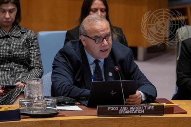 Máximo Torero, Chief Economist of Food and Agriculture Organization (FAO), briefs the Security Council meeting on Conflict-related food insecurity: Framing the global dialogue: addressing food insecurity as a driver of conflict and ensuring food security for sustainable peace. Credit: UN Photo/Manuel Elías