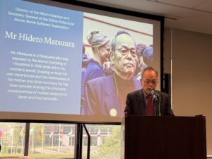 Hideto Matsuura, head of Nihon Hidankyo, addresses an event hosted at the sidelines of the 2026 NPT Review Conference. Credit Naureen Hossain/IPS
