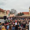 Tisza Party Leader Péter Magyar speaks to a crowd of supporters in Siófok, a town in Somogy County, southwestern Hungary, after leading a landslide election victory in April. Credit: SNRTZ