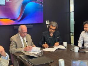 (L-R) Horacio (Luis) Carvalho, CEO of Climate Change Ventures, and Faraz Khan, MBE, at...<a href=