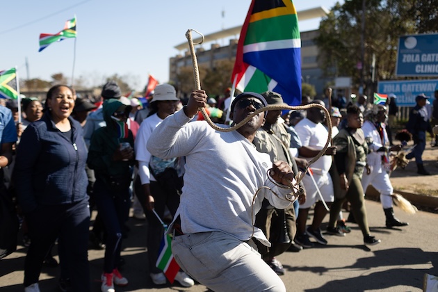Anti-migrant marchers make their way through Soweto during demonstrations, 29 June 2026, in Jabulani, Soweto. Credit: Alaister Russell/IPS