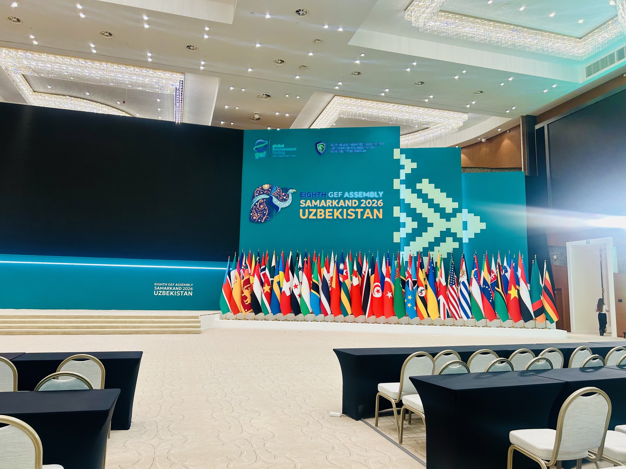 The stage is all set for the Eighth Assembly of the Global Environment Facility, which is scheduled to begin on June 4 at the Congress Center in Samarkand, Uzbekistan. Credit: Stella Paul/IPS