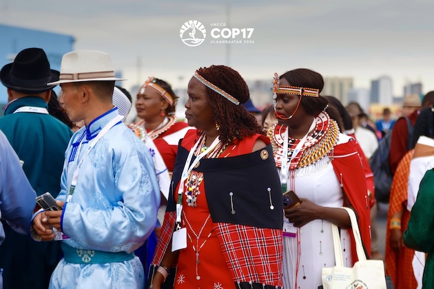 Delegates in traditional attire gather at the UNCCD COP17 venue in Ulaanbaatar, Mongolia, on Aug. 17, 2026, as the conference brings together pastoralists, Indigenous representatives and policymakers to discuss land degradation, drought and rangeland restoration. Credit: UN photo