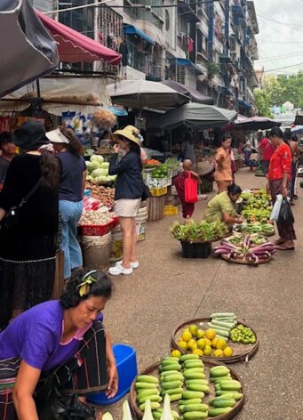 A street market in Yangon, Myanmar’s biggest city. Residents are anxious about high inflation and also fear recent floods will drive food prices higher. Credit: Ant/IPS