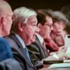 Secretary-General António Guterres (second from left) addressing the High-level segment of the General Assembly to Commemorate the 40th Anniversary of the Declaration on the Right to Development. Also visible (from left to right) are Volker Türk, United Nations High Commissioner for Human Rights; Khalilur Rahman, President of the eighty-first session of the United Nations General Assembly; and Chee Yoke Ling, Executive Director of the Third World Network (TWN). Credit: UN Photo/Laura Jarriel