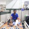 Subash Tamang, rescued from the Bhotekoshi flood, is under treatment at Kathmandu Trauma Center; three of his family members are still missing. Credit: Sunita Neupane/IPS