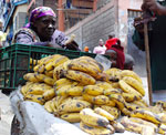Banana vendor in Nairobi: creating - and funding - adaptation strategies to protect food security is an urgent priority for Africa. Credit: Julius Mwelu/IRIN