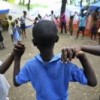 Displaced Haitian children find solace in a camp play area.  Credit: UN Photo/Sophia Paris 