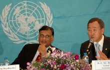 UN chief Ban Ki-Moon with Sri Lankan Foreign Minister Rohitha Bogollagama during his visit to the island in August 2009. Credit: Amantha Perera/IPS