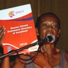 Dudu Dlamini, the chairperson of the Business Women's Forum of Swaziland launches the directory. Credit:  Mantoe Phakathi/IPS