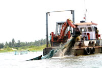 Government squads demolish illegal stake net prawn enclosures on the Chilka Lagoon in eastern India. Credit: Manipadma Jena/IPS Government squads demolish illegal stake net prawn enclosures on the Chilka Lagoon in eastern India. Credit: Manipadma Jena/IPS