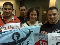 (Right to left) Felix Salvador, Mackenzie Baris, Christian Vasquez and Socorro Garcia came from Washington to highlight excluded workers' plight. Credit: Bankole Thompson/IPS