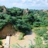 One of the simple check dams that transformed Salaita from a dusty village to a lush refuge in the Uttar Pradesh ravines. Credit: Ranjit Devraj/IPS