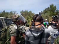 Israeli soldiers confronting the media at a protest in the Palestinian village of Nabi Saleh. Credit: Mel Frykberg/IPS Israeli soldiers confronting the media at a protest in the Palestinian village of Nabi Saleh. Credit: Mel Frykberg/IPS