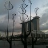 'Breathe', one of two Olympic-themed sculptures unveiled for the Youth Games, catches the wind under the watchful eye of the Marina Bay Sands casino. Credit: Stanislaus Jude Chan/IPS